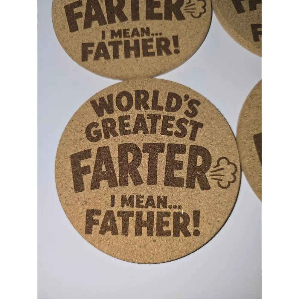 Father's day gift cork coasters funny sayings Comical present
